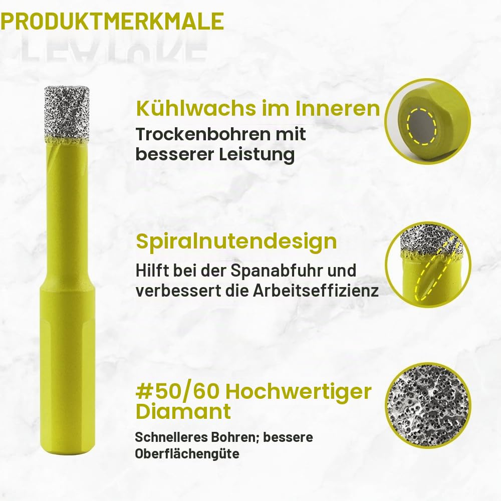 Trocken Diamant Bohrkrone 5 Stücke 6mm Fliesenbohrer mit Dreikant Schaft für Keramik Feinsteinzeug F