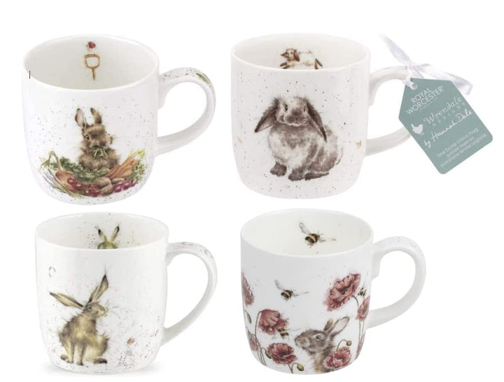 Wrendale Designs Royal Worcester Tasse Collection Hasen und Kaninchen, 4 Stück