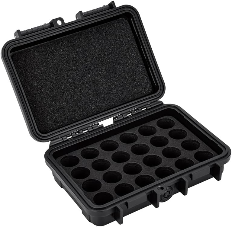 24 Slots CR2 CR123 CR123A Lithium Batterie Organisationskoffer IP67 Wasserdichter Hartschalenkoffer