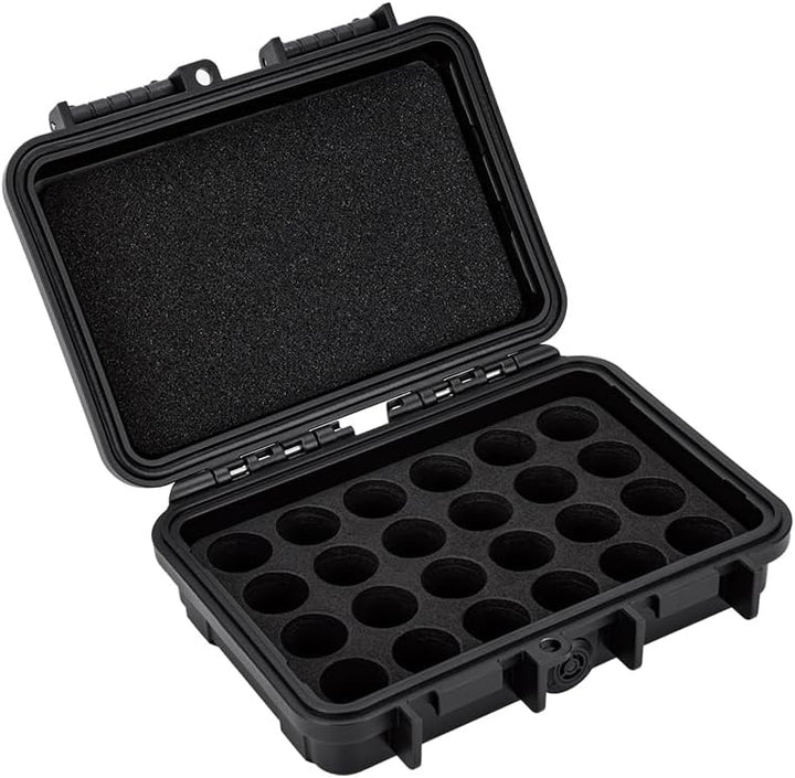 24 Slots CR2 CR123 CR123A Lithium Batterie Organisationskoffer IP67 Wasserdichter Hartschalenkoffer