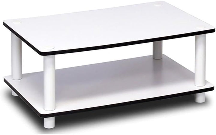 Furinno Just 2-Tier No Tools Fernsehstand, TV-Ständer, Couchtisch, Weiss, 59.9 (Breite) x 22.4 (Höhe