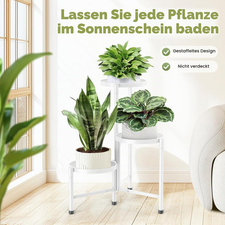 3 Tier Metall Pflanzenständer drinnen draussen, JOPBENG Blumenständer Pflanzenregal mit 10 Zoll brei