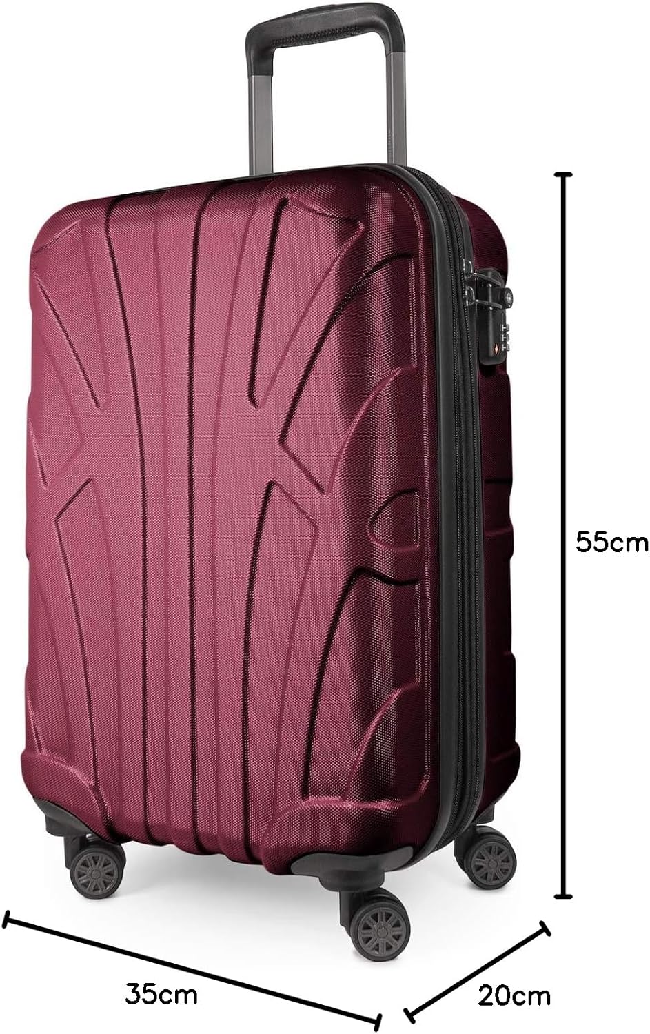 suitline Handgepäck Hartschalen-Koffer Koffer Trolley Rollkoffer Reisekoffer, TSA, 55 cm, ca. 34 Lit