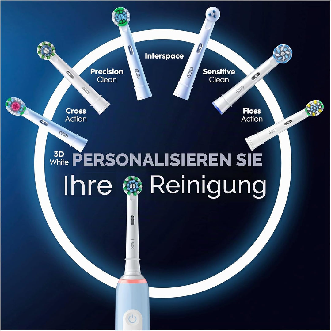 Oral-B PRO 3 3000 Elektrische Zahnbürste/Electric Toothbrush, 2 CrossAction Aufsteckbürsten, mit 3 P