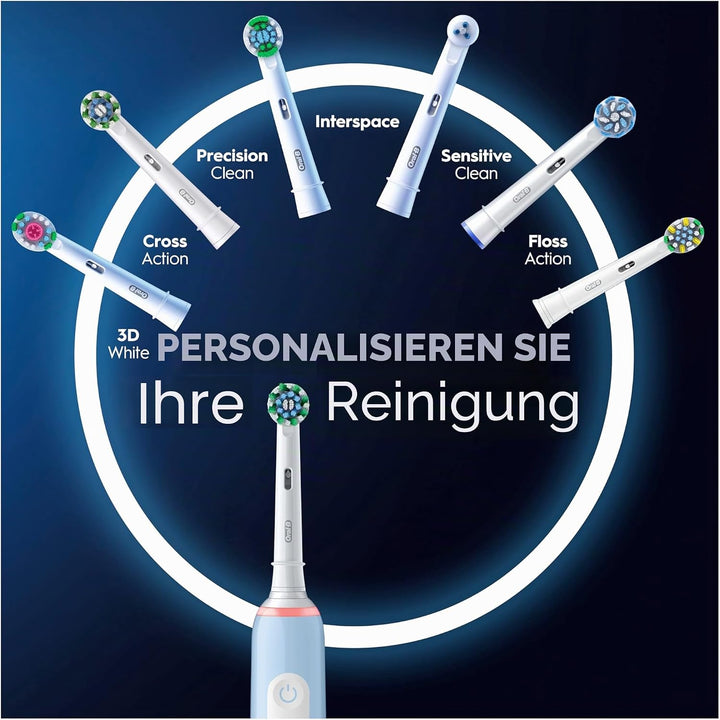 Oral-B PRO 3 3000 Elektrische Zahnbürste/Electric Toothbrush, 2 CrossAction Aufsteckbürsten, mit 3 P