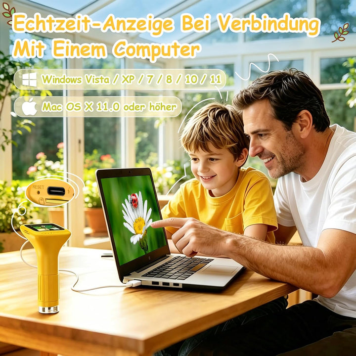 Digitales Mikroskop für Kinder 1000X, Foto- &amp; Videofunktion (Gelb) | Abenteuer Mikroskop für Kinder