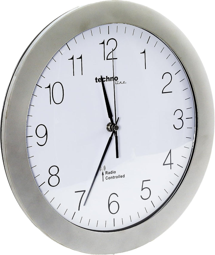 Technoline, WT 8000 Funk-Wanduhr, Ø 30cm, Silber Silber Single, Silber Single