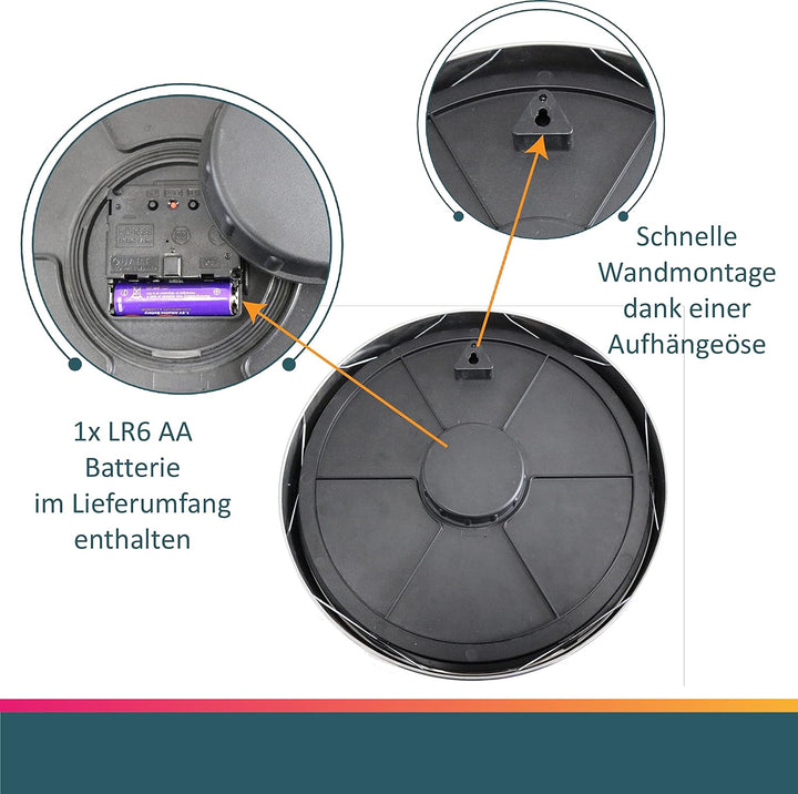 Unilux Funk-Wanduhr, 35,5cm, silbergrau
