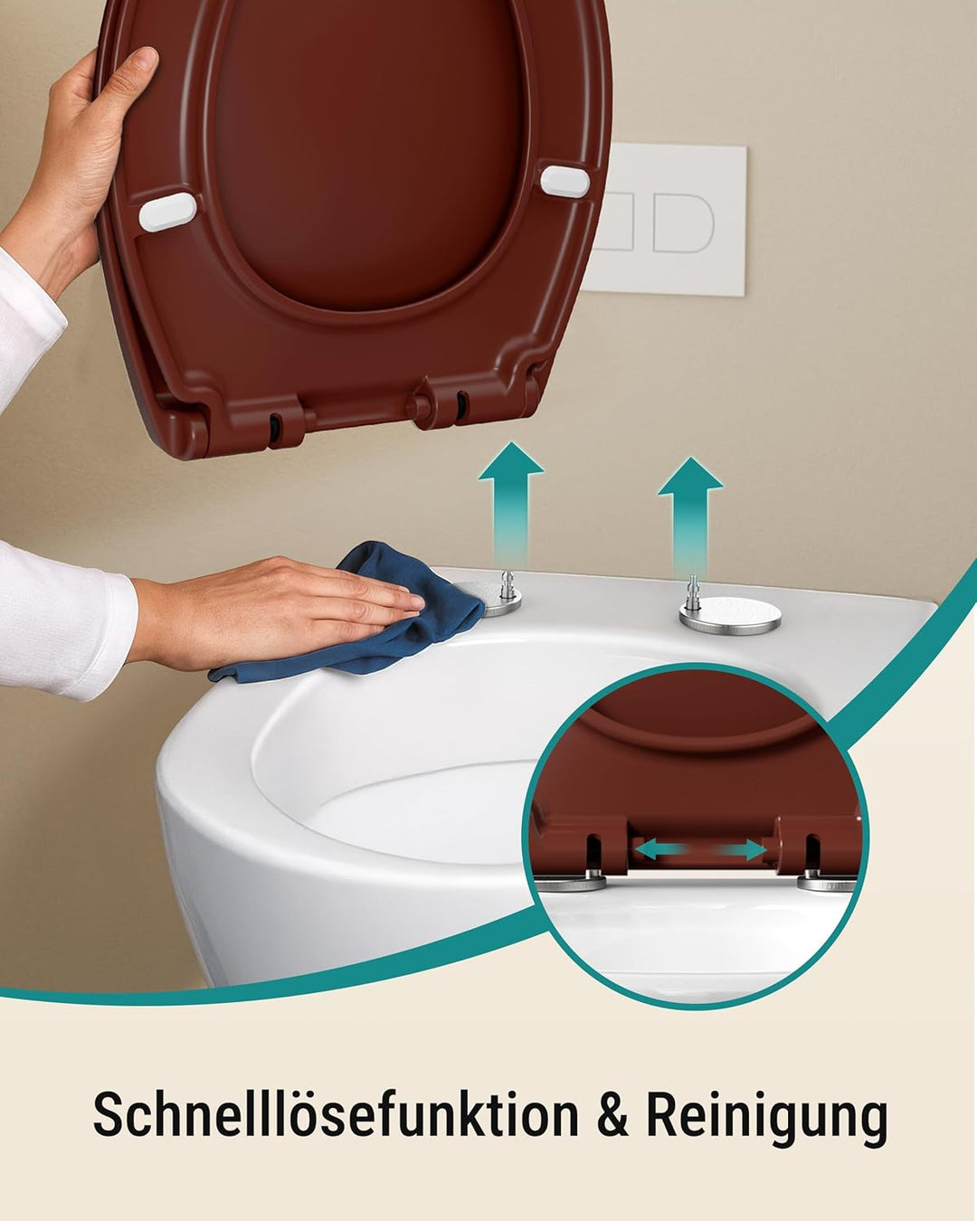 HySail Hochwertiger Toilettendeckel mit Absenkautomatik, Schnellverschluss und Hygienischer Oberfläc