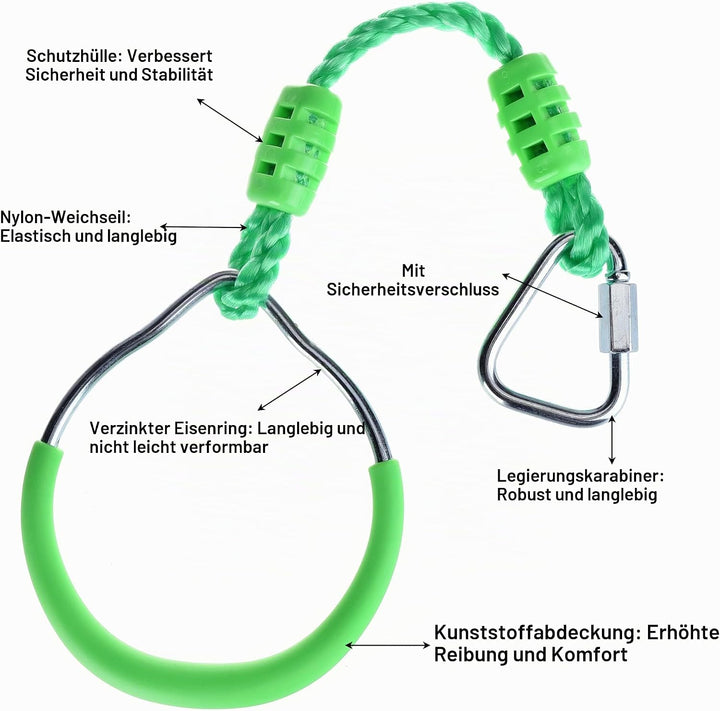 6 Stück Turnringe Kinder, Morwealth Klettern Ringe Trapeze Schaukel Bar Ringe, Gymnastik Seilringe G