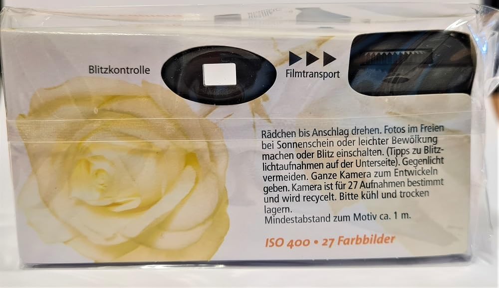 10 x 1A Photo PORST Hochzeitskamera/Einwegkamera gelbe Hochzeitsrose (deutsche Bedienungsanleitung,