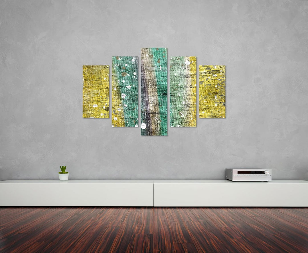 Paul Sinus Art Bilderskulptur 5 teilig Breite 150cm x Höhe 100cm Abstraktes modernes Gemälde mit wei