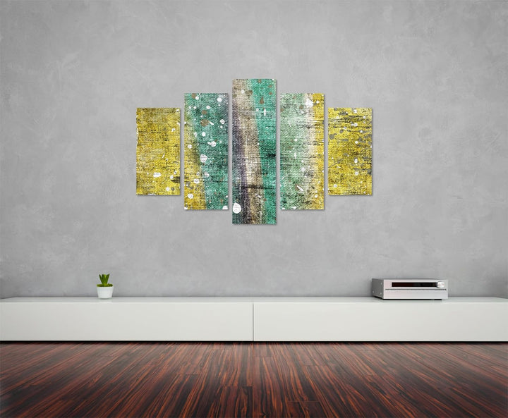 Paul Sinus Art Bilderskulptur 5 teilig Breite 150cm x Höhe 100cm Abstraktes modernes Gemälde mit wei