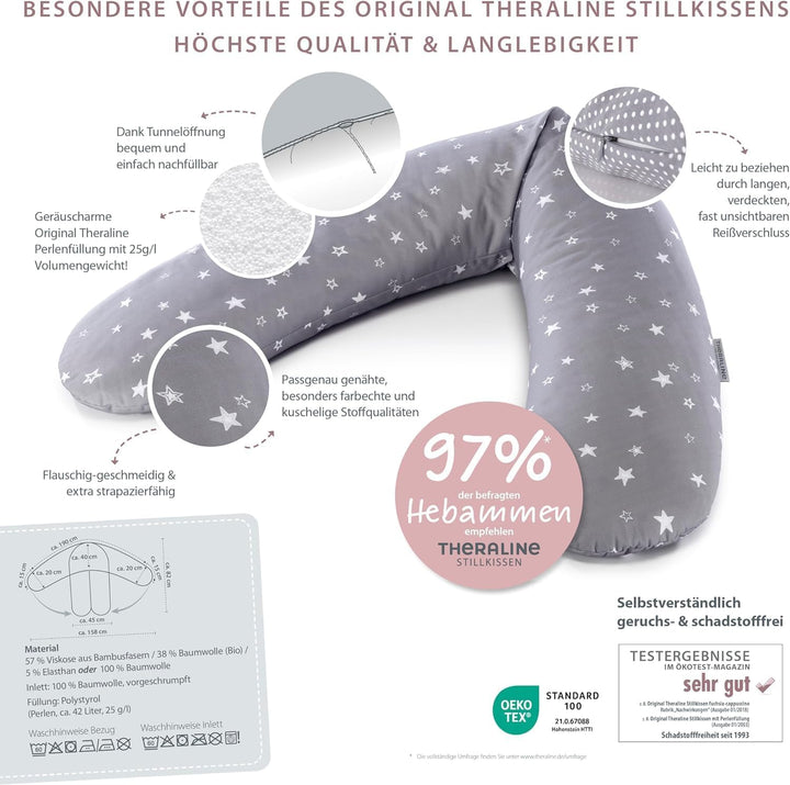 Theraline Das Original Schwangerschaftskissen & Stillkissen 190cm – Seitenschläferkissen Stillkissen