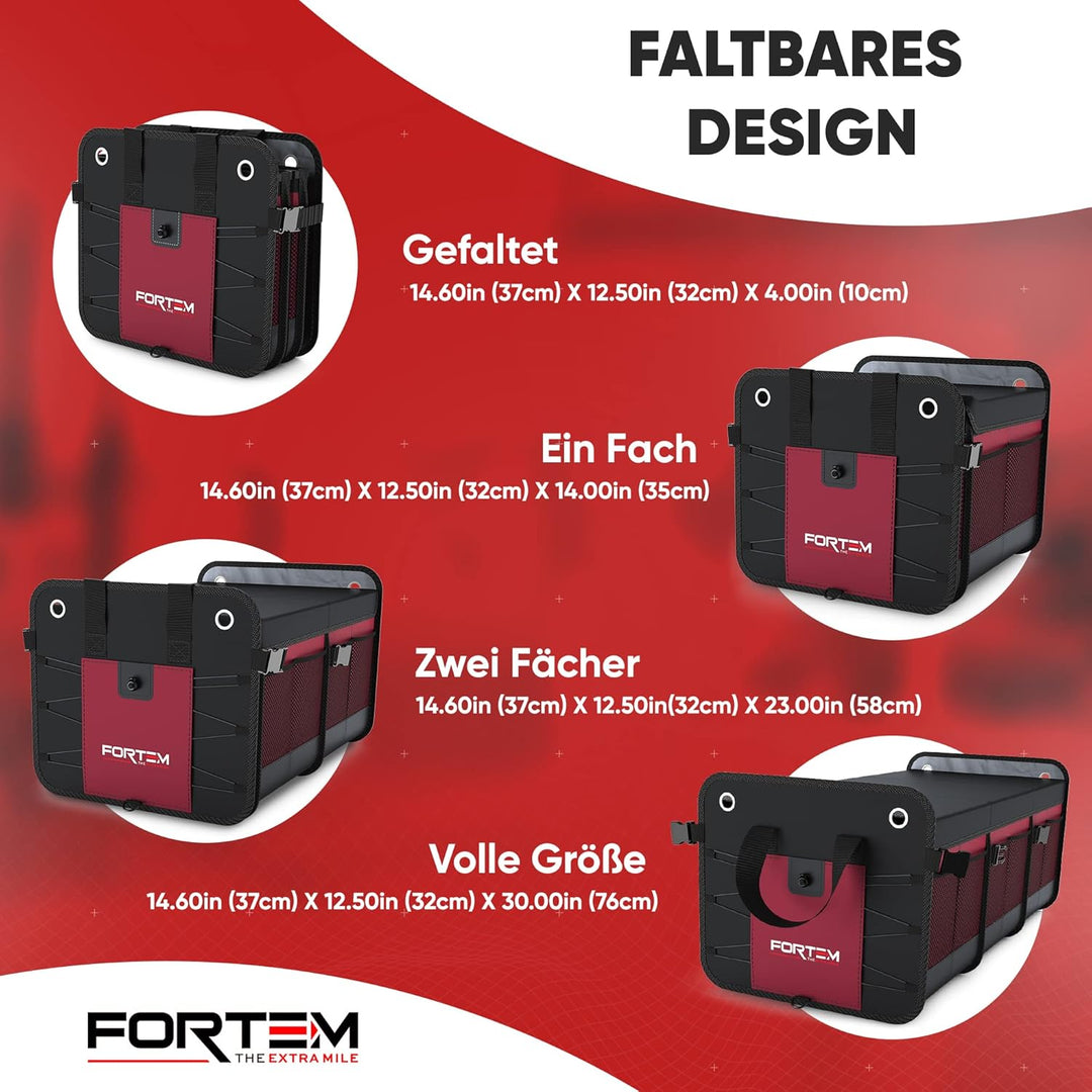 FORTEM Kofferraum Organizer, Kofferraumtasche, Zusammenklappbarer Auto Organizer Kofferraum mit Fäch