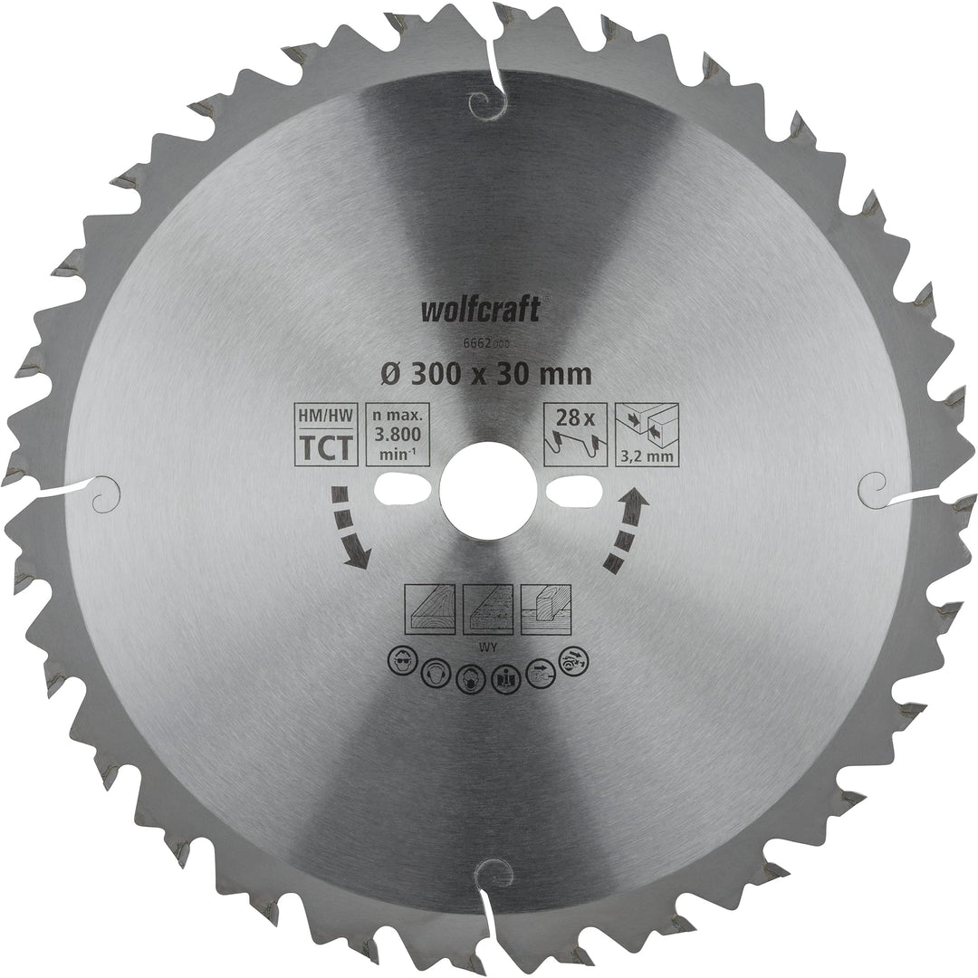 wolfcraft Tischkreissägeblätter Serie grün I 6662000 I Schnelle, mittelgrobe Schnitte ø300mm, ø300mm