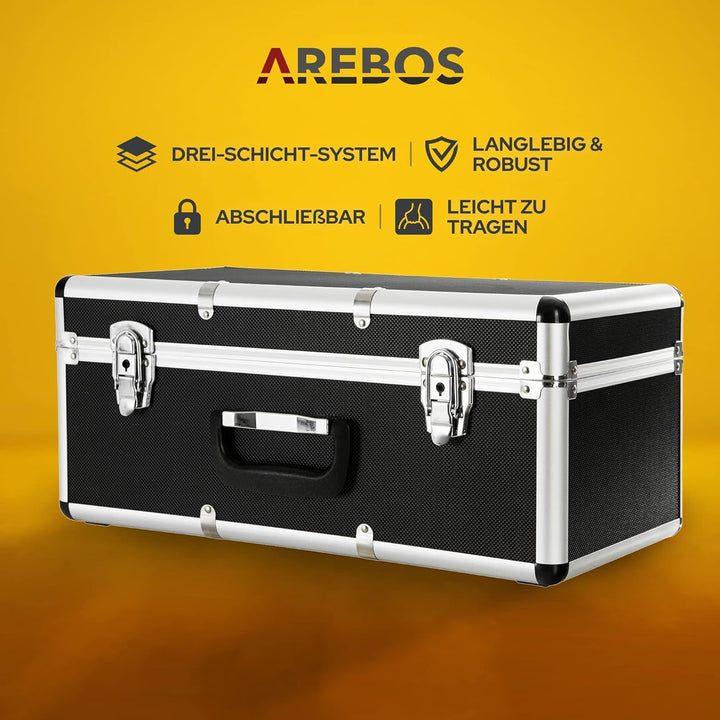 Arebos 3er Set Transportkoffer | Aluminium | 200 L Gesamtvolumen | abschliessbar | inkl. Tragegriffe