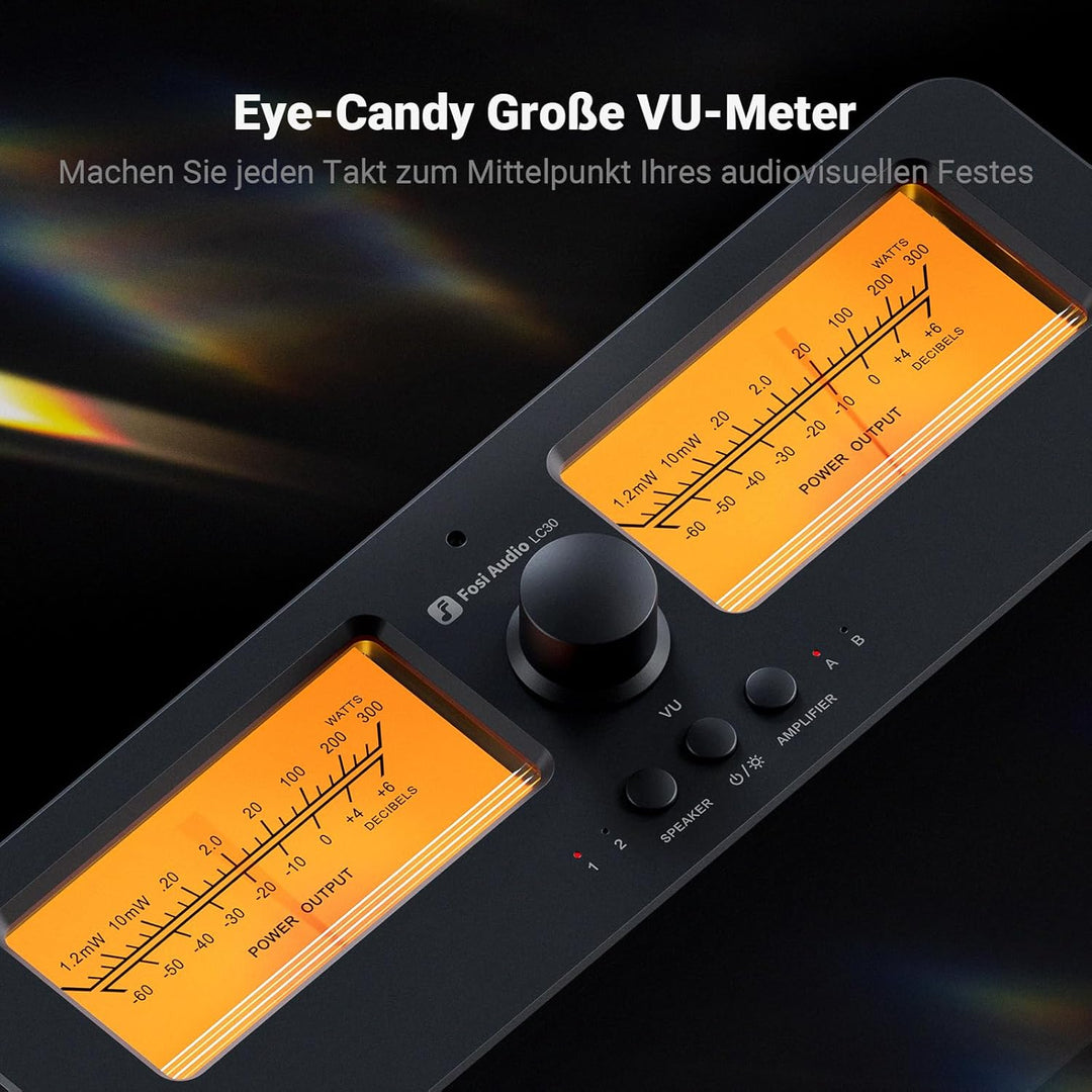 [Verbessert] Fosi Audio LC30 VU Meter Verstärker Lautsprecherwähler-Box, 2-Wege Analog-Audioschalter