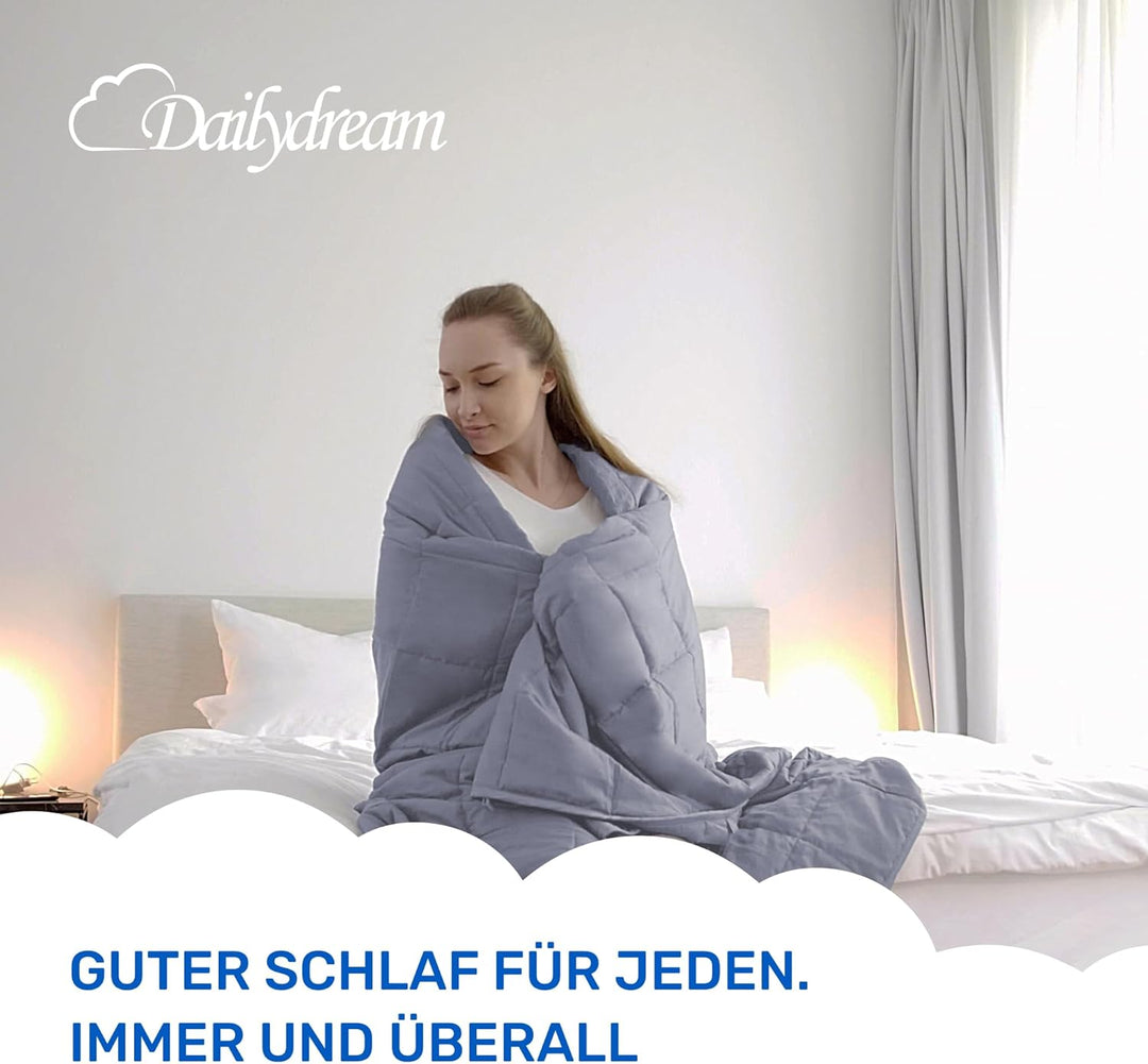 Dailydream Therapie Gewichtsdecke aus Baumwolle, 9,5Kg für Erwachsende, 155 x 200 cm, Grau Grau 155x