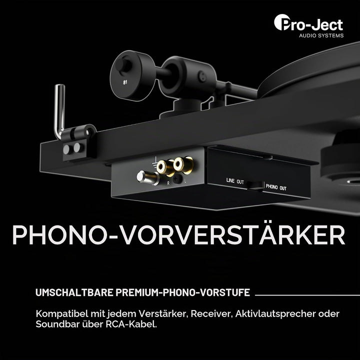 Pro-Ject Primary E Phono, Audiophiler Plug&amp;Play Plattenspieler mit integrierter Phono Vorstufe (Rot)