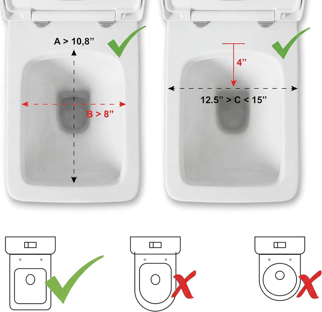 PEPE Mobility Toilettensitzerhöhung für Quadratische Toiletten 10 cm Weiss, WC Sitzerhöhung mit Deck