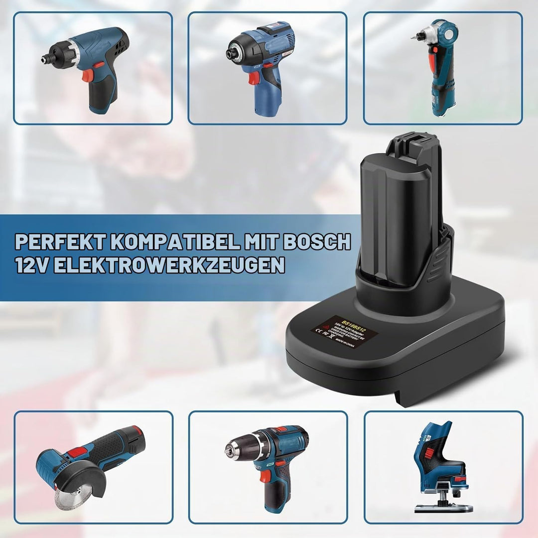 BS18BS12 für Bosch 18V auf 12V Akku Adapter, für Bosch GBA 18V Professional System Akku arbeitet im