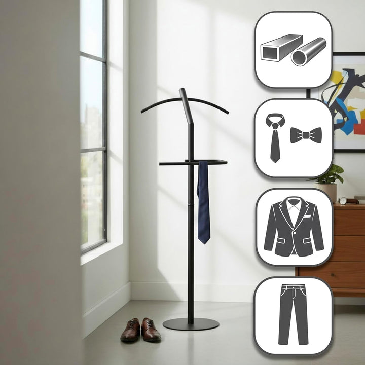 HAKU Möbel Herrendiener Metall schwarz Schlafzimmer stiller Diener Kleiderablage - Masse: B 47 x H 1