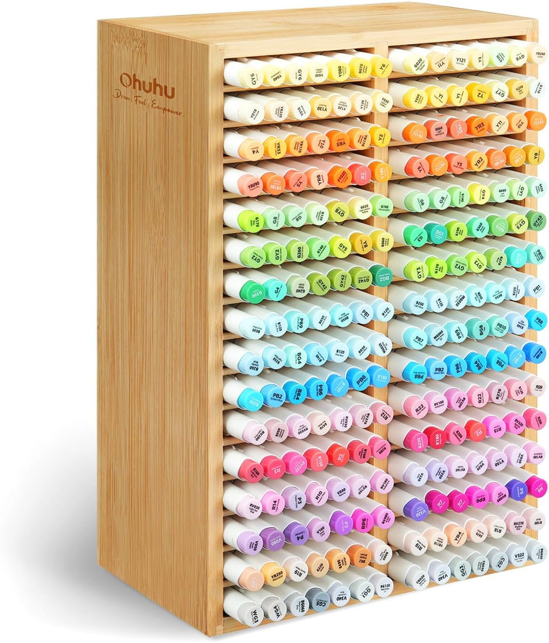 Ohuhu Bambus Marker Organizer, Holz Desktop Aufbewahrung für 224 Markerstifte Honolulu und Oahu Seri
