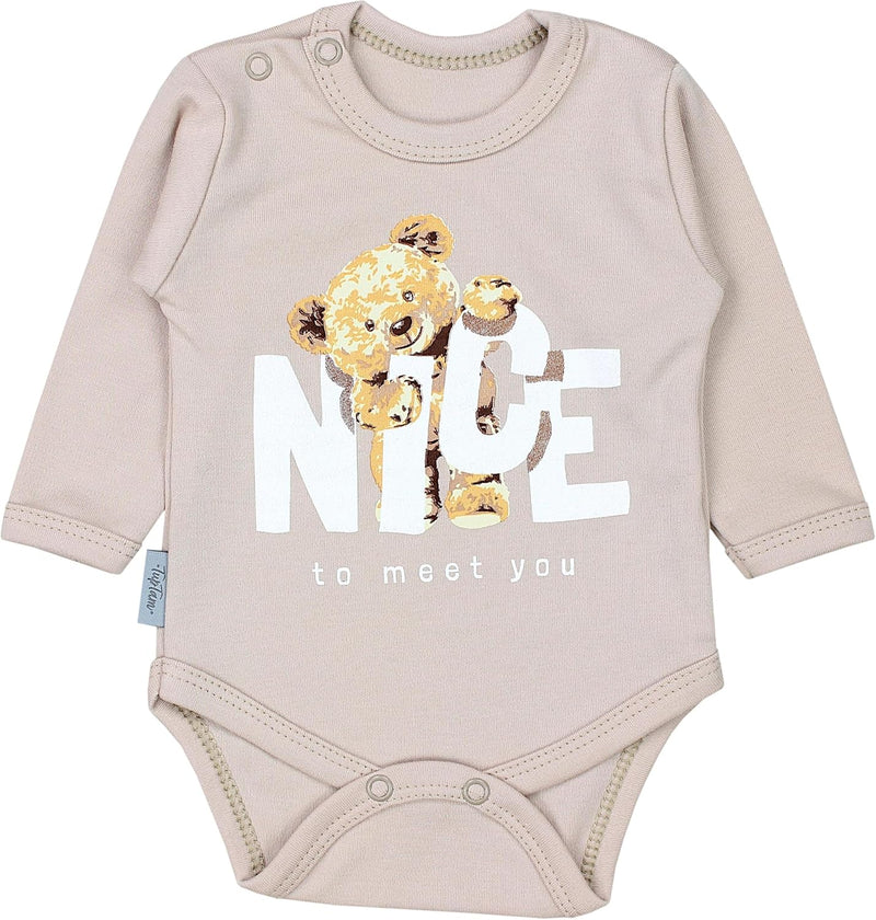 TupTam Baby Mädchen Jungen Bekleidungsset Langarmbody Hose Mütze mit Aufdruck Spruch 3 teilig 50 Bär