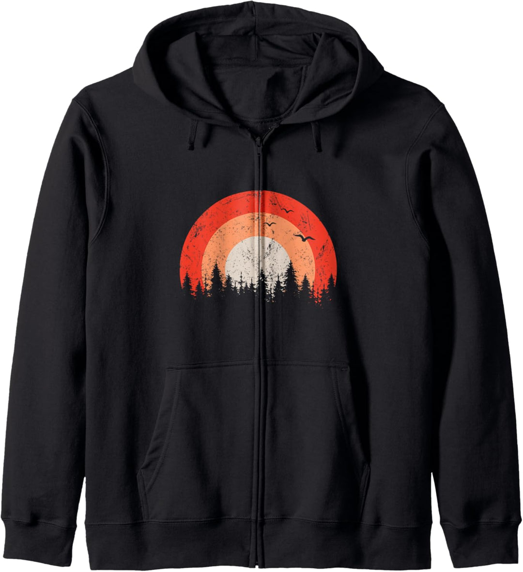 Retro Hiking Camping Adventure Forest Sunset Casual Kapuzenjacke
