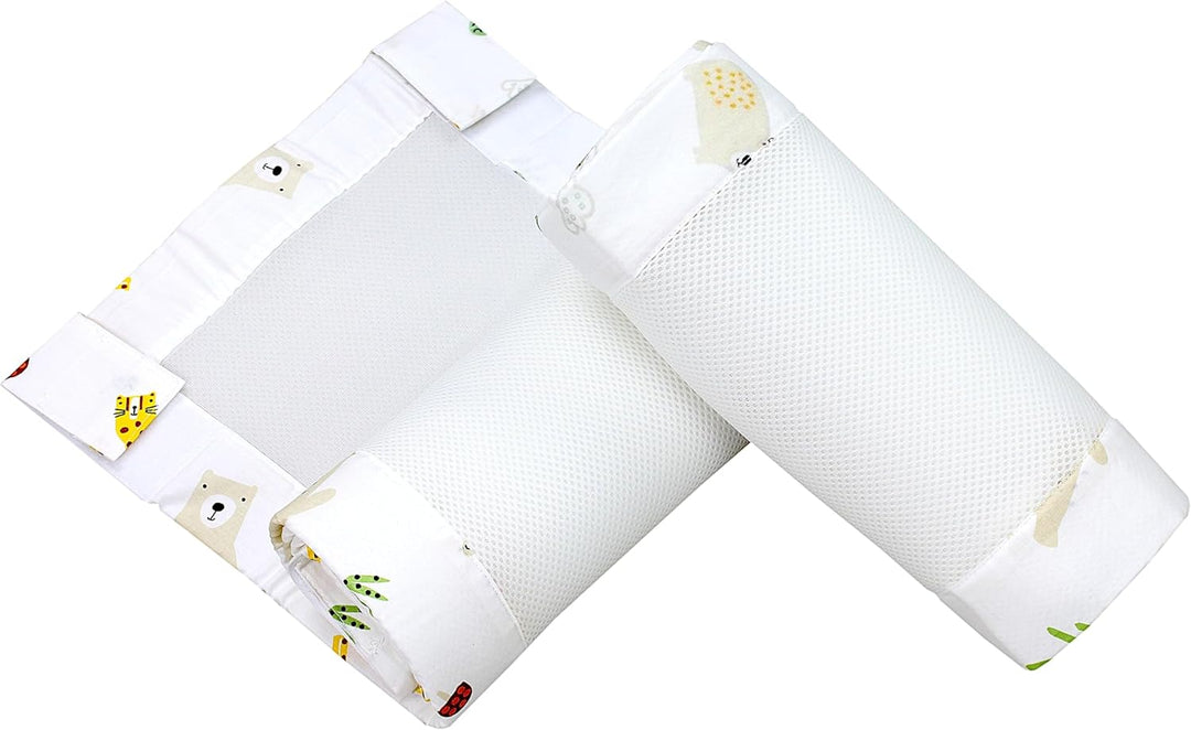 TupTam Gitterstäbe Schutz Netz Babybett Nestchen 3D Mesh 2 Pack, Farbe: Löwe und Bär, Grösse: ca. 12