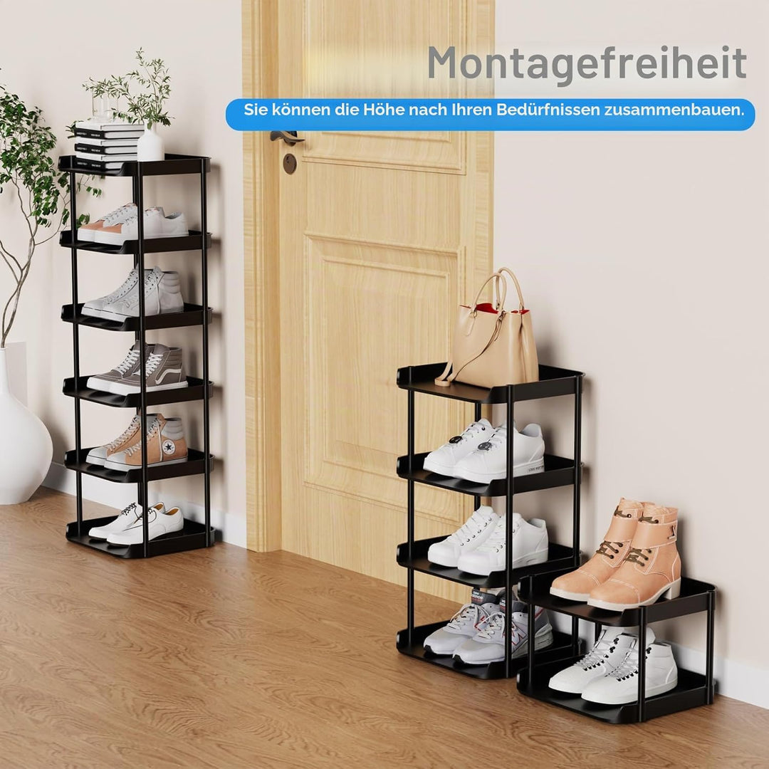 6 Ebenen Schmal Schuhregal, Mehrschichtiges Hoch Schuhregale Platzsparend, Stapelbar Klein Standrega