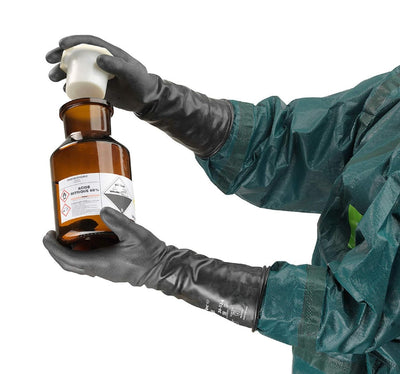 Ansell ChemTek 38-514 Butyl/Viton Handschuhe, Chemikalien- und Flüssigkeitsschutz, Schwarz, Grösse 9