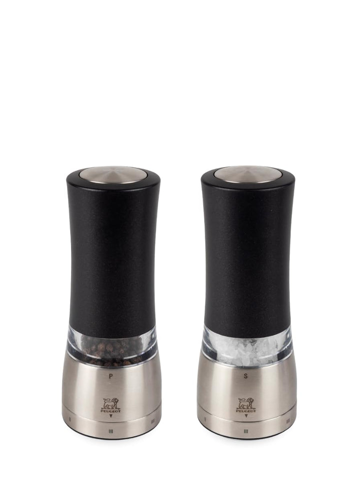 PEUGEOT - elektrische u‘Select-Pfeffer- und Salzmühlen Daman 16 cm im Set + Pfefferkörner + Steinsal