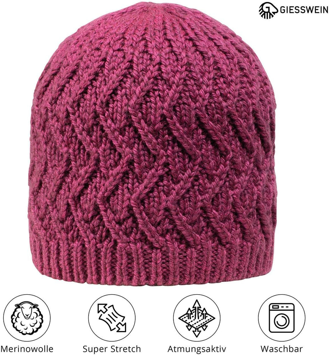GIESSWEIN Beanie Kreuzeck - Merino-Mütze für Damen & Herren, Warme Strickmütze mit Fleece-Futter, Un