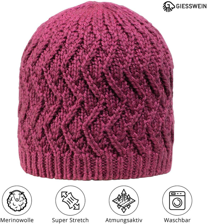 GIESSWEIN Beanie Kreuzeck - Merino-Mütze für Damen & Herren, Warme Strickmütze mit Fleece-Futter, Un