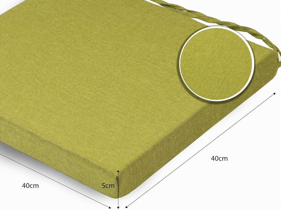 sunnypillow 4er Set Stuhlkissen mit Bindebänder - 40 x 40 x 5 cm - Sitzkissen Outdoor für Stühle/Bän