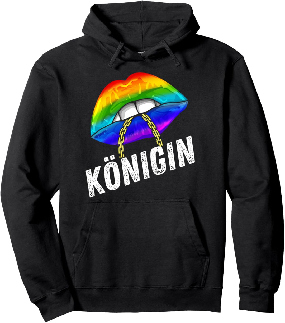 Queen LGBTQ Gay Pride Flag Lips Regenbogen Herren Damen Pullover Hoodie