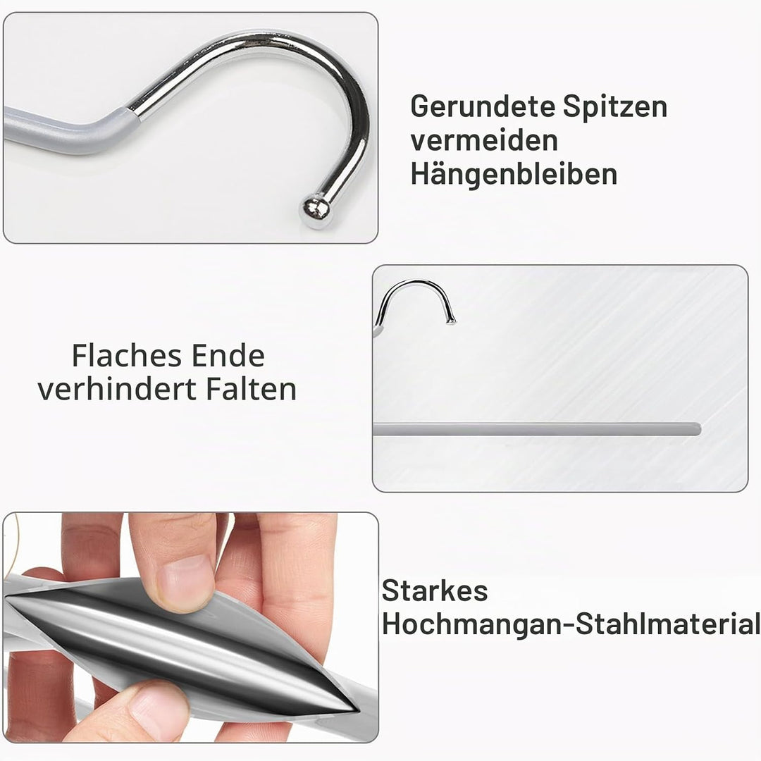 Hosenbügel Metall 20er Set, Platzsparend für Kleiderschrank 29cm Grau 29cm, Grau 29cm