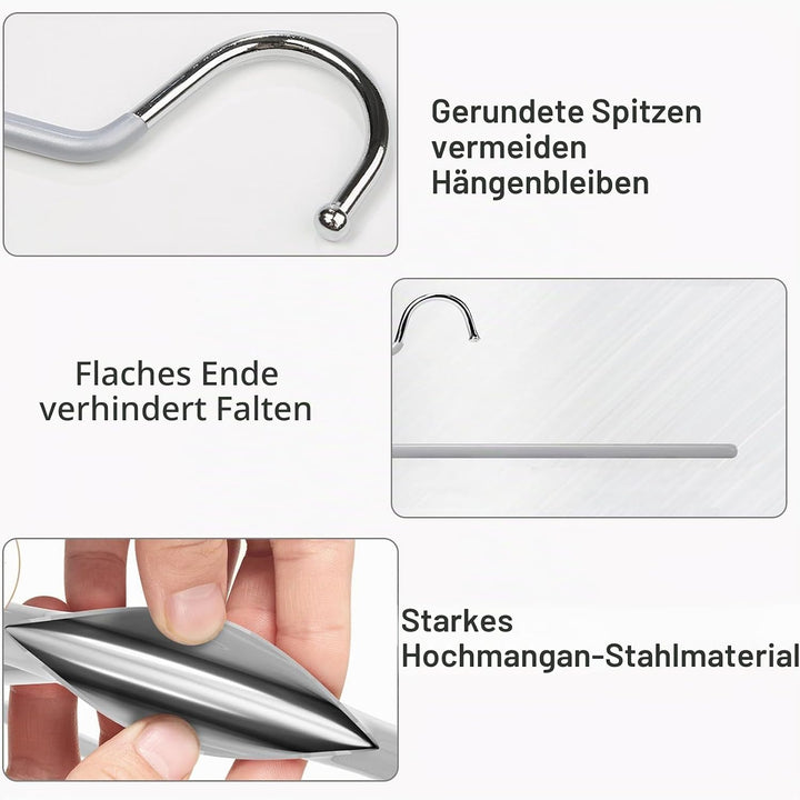Hosenbügel Metall 20er Set, Platzsparend für Kleiderschrank 29cm Grau 29cm, Grau 29cm