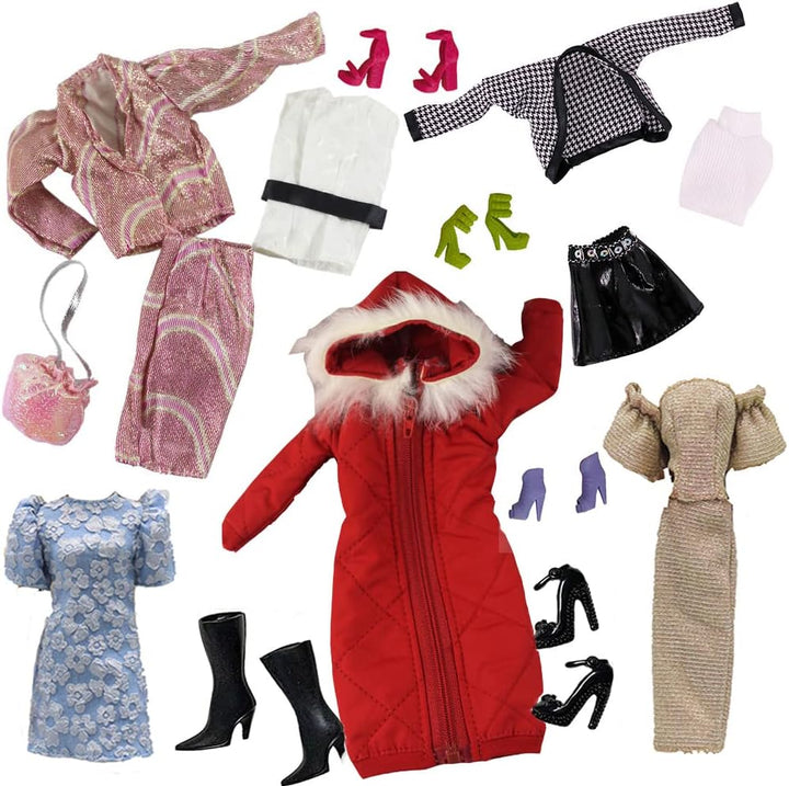 Puppenkleidung, 5 Sets, modische Outfits, Herbstkleider, Herbstkleidung, Windbreaker, Hose, Schuhe,