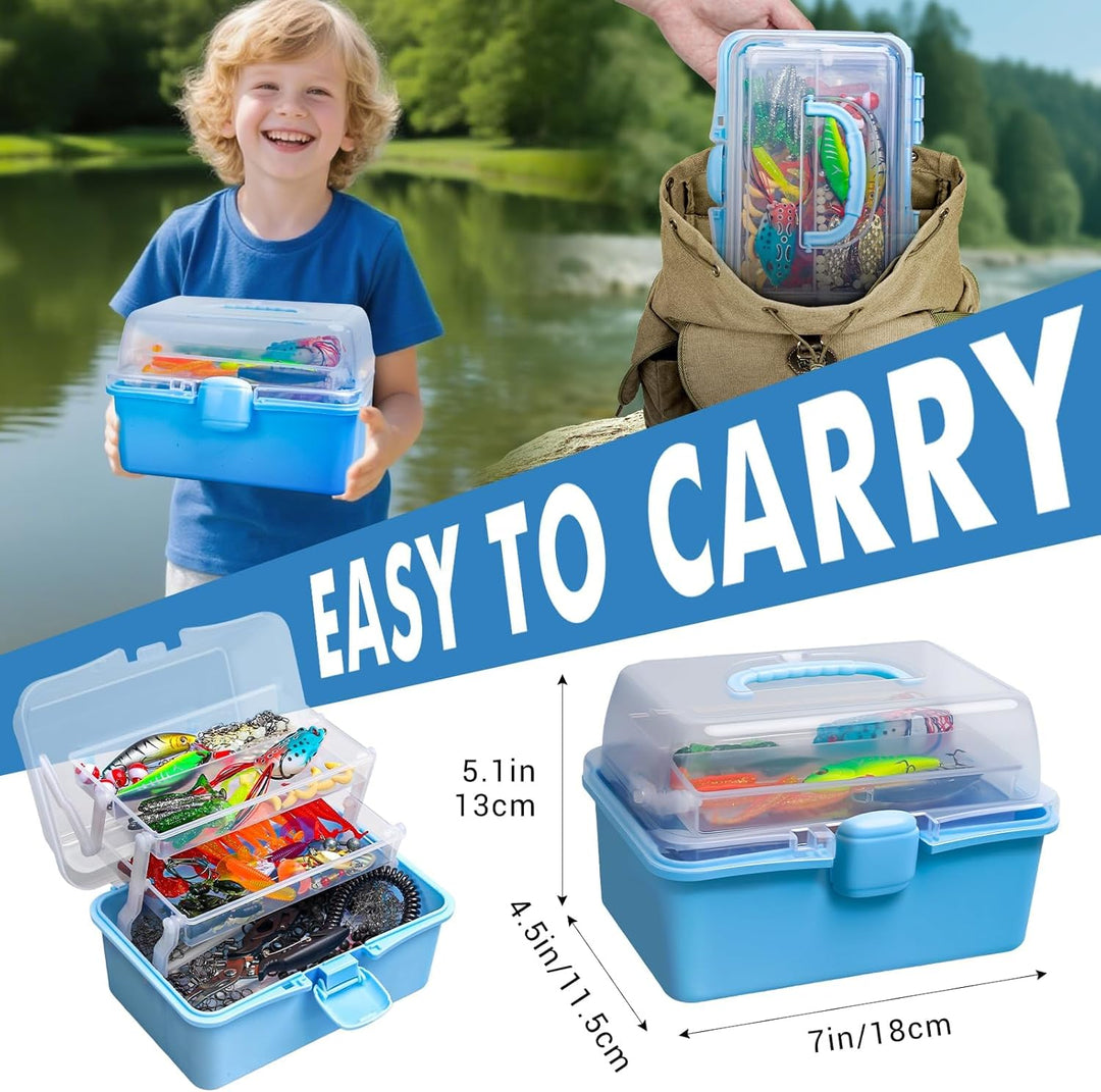315PCS Angelköder Set, Angelkasten Set mit Zange & Hakenentferner, 3-Tier Compact Organizer, Angelko