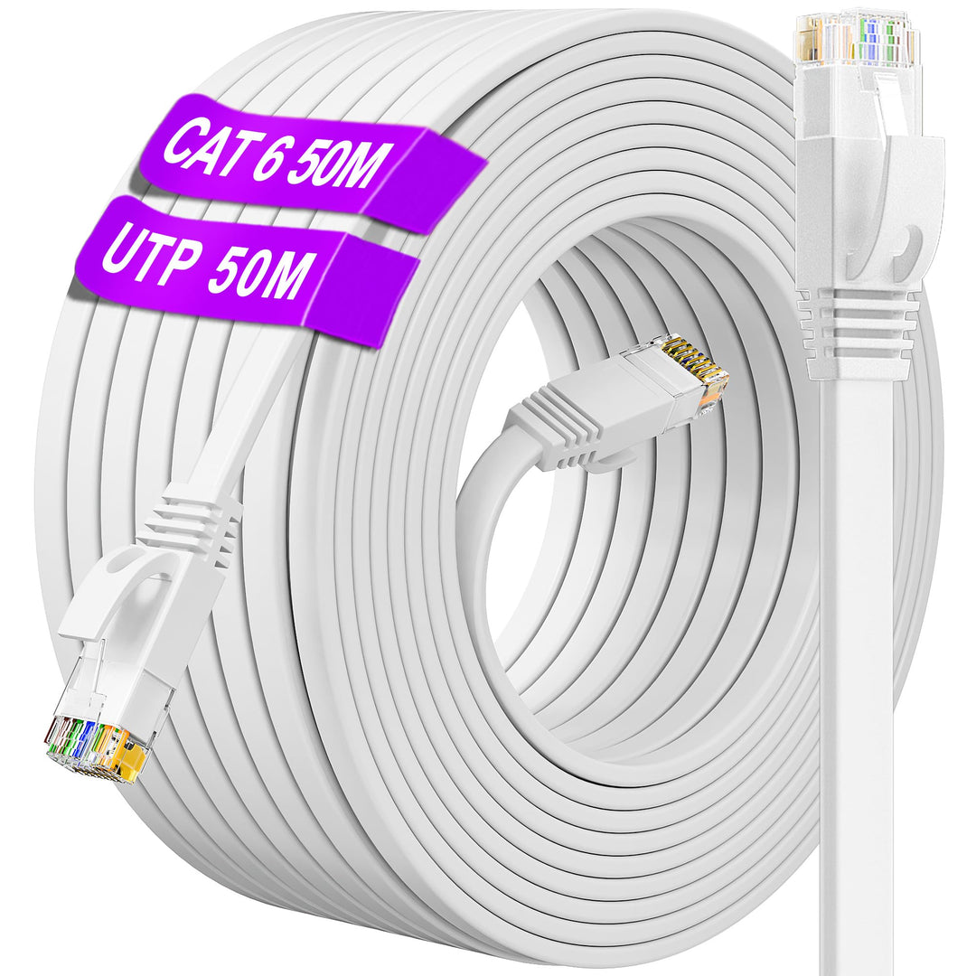 LAN Kabel 50 Meter, Netzwerkkabel 50m Outdoor Indoor Lang Ethernet Kabel Cat 6, Hochgeschwindigkeits
