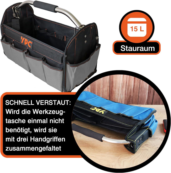 YPC Carrier Werkzeugkorb XL – Tragbare Werkzeugtasche mit stabilem Boden, Wasserfest, Reissfest, Fal