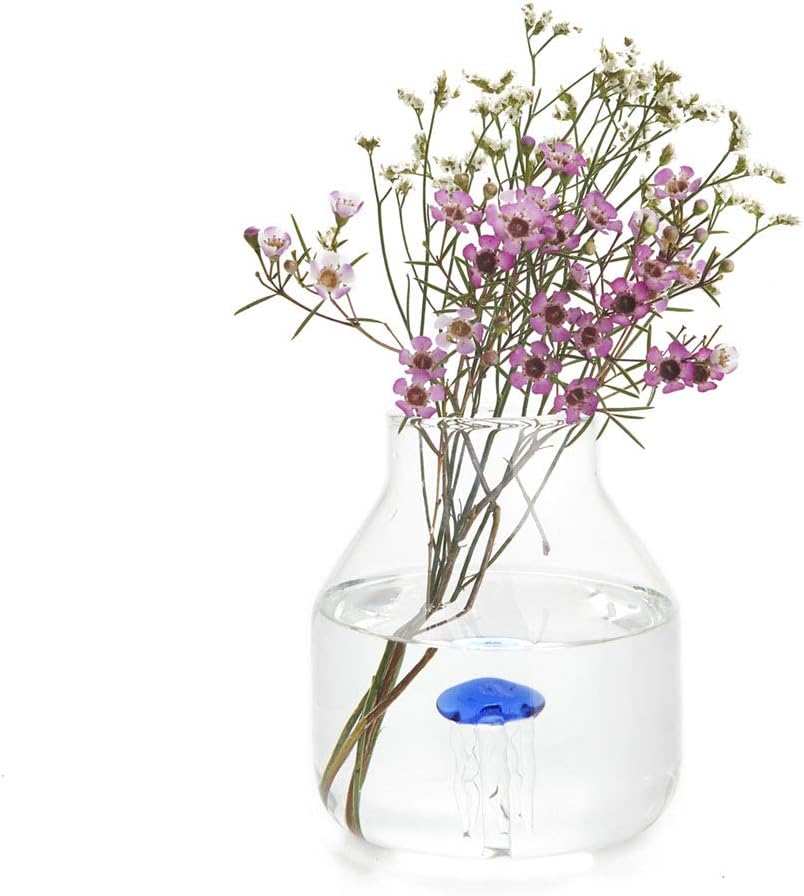 balvi Blumenvase Blau Farbe Vase Medusa Glas konisch nach innen Original dekorative Vase mit Blumen