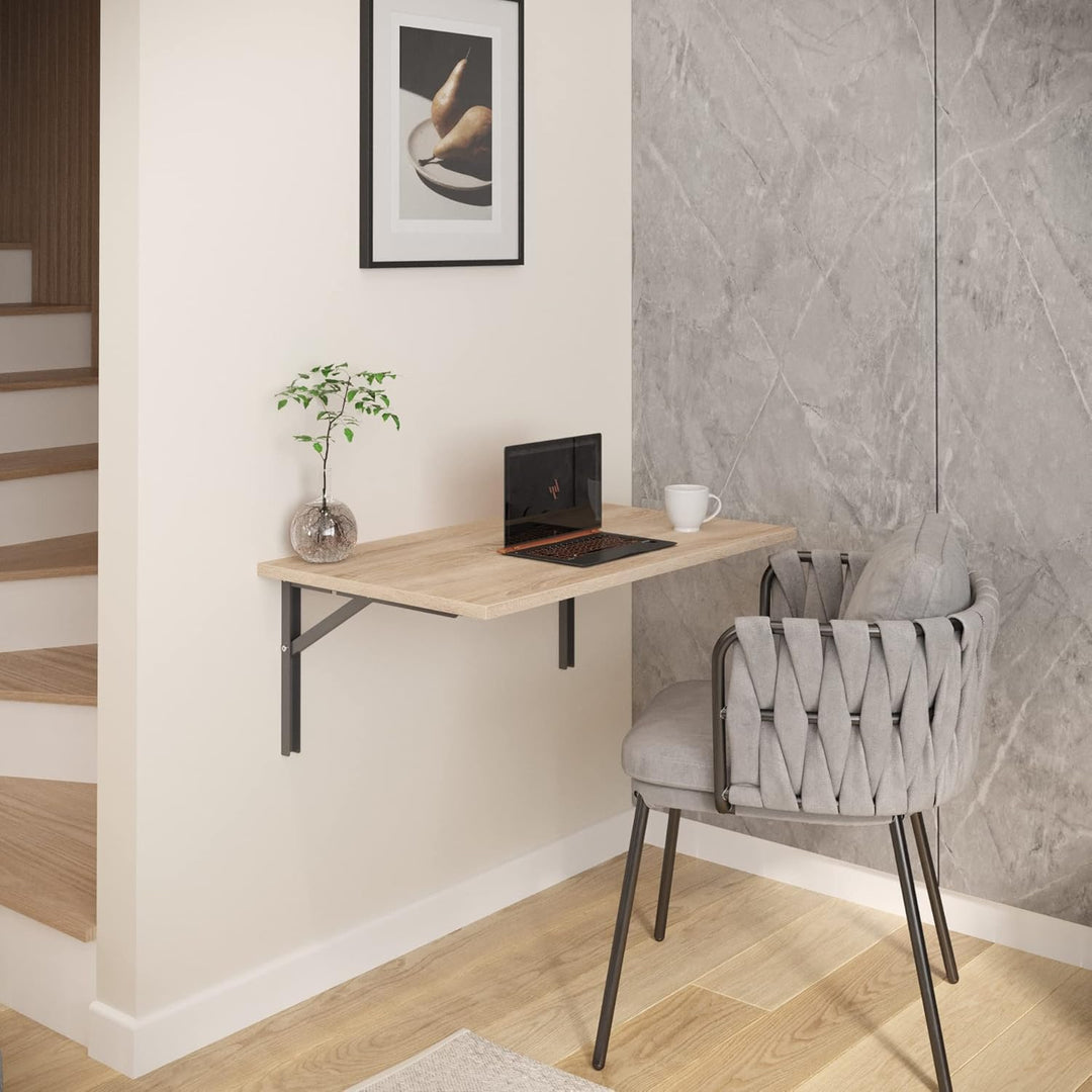 AKKE Klapptisch Wandklapptisch Esstisch - Klappbar Faltbar Platzsparend - Rechteckig - 80cm x 35cm -