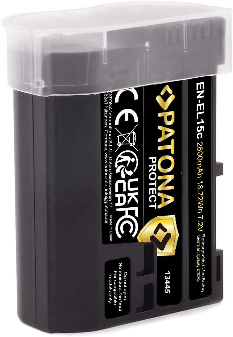 PATONA Protect Akku EN-EL15c 2400mAh mit NTC-Sensor und V1 Gehäuse - Kompatibel mit Akku Nikon Z5 Z6