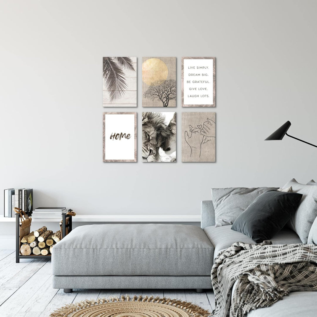 Novart Wandbilder Set - KOMPLETT AUFHÄNGFERTIG - Made in Germany - Moderne Bilder Löwen Liebe Wohnzi