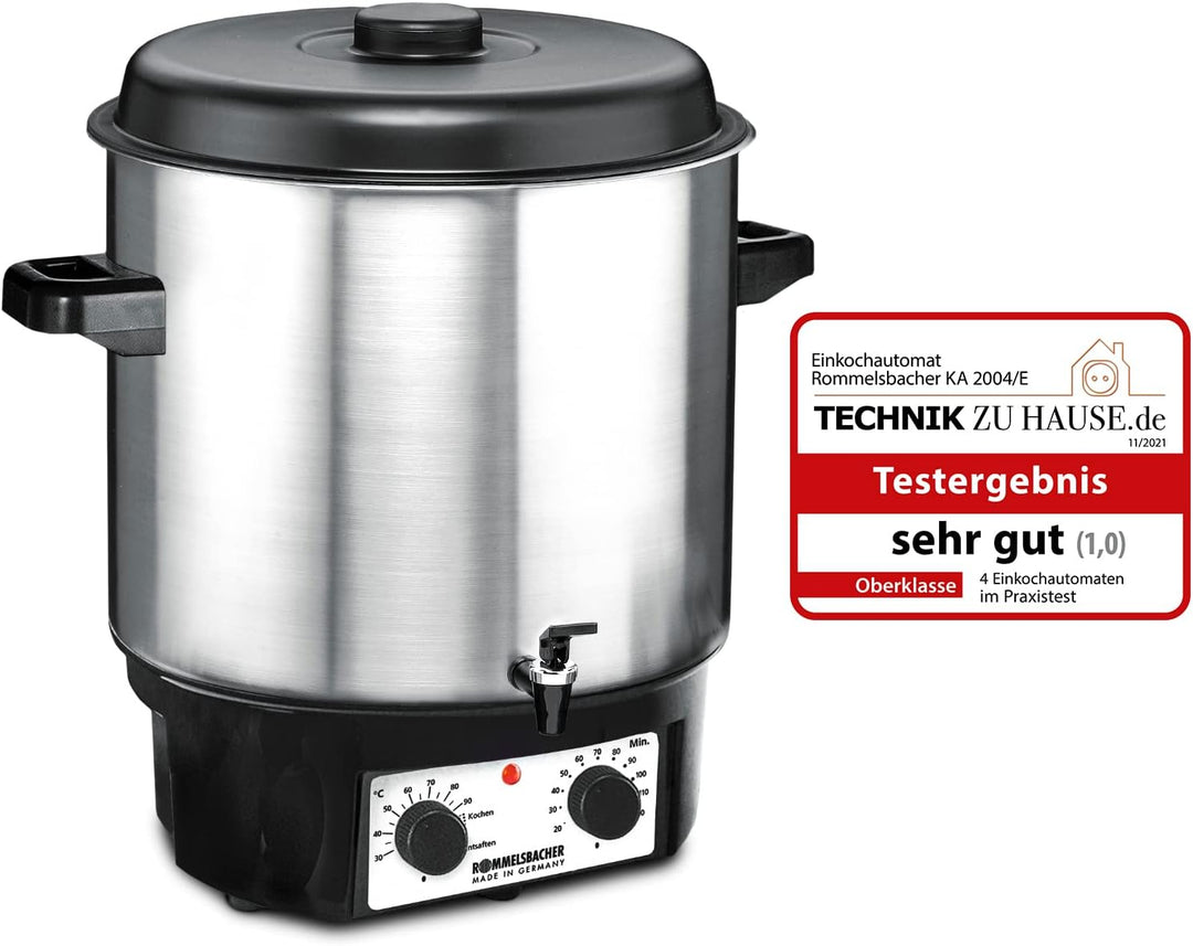 ROMMELSBACHER Glühwein-/Einkochvollautomat KA 2004/E - 27 Liter/für 14 Gläser à 1 Liter, stufenlos r