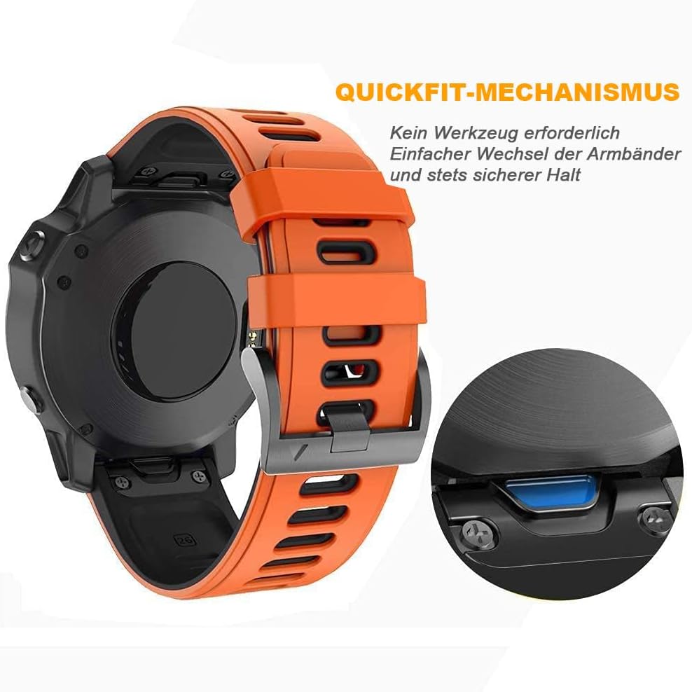 NotoCity Armband für Garmin Fenix 6x/6x Pro/5x/5x Plus/7x/7x Pro, Quickfit 26mm Uhrenarmband für Gar